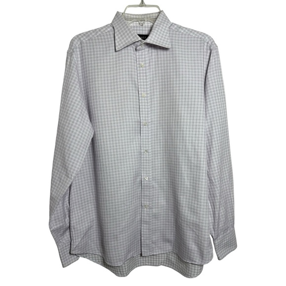 Canali Checkered Button Dress Shirt Size 41 Neck 16 Large Made in Italy Cotton - Picture 7 of 7